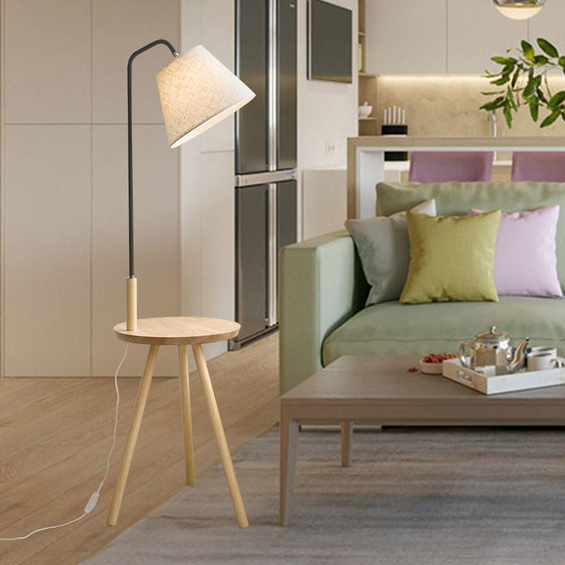 Nordic modern solid wood&cotton fabric lampshade floor lamp E27 220V coffee table floor lamp for living room bedroom hotel room