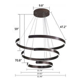 Modern 3 LED Circular Rings Pendent Light with Remote Control for Living Room