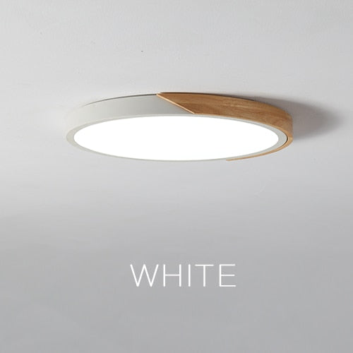 LED Surface Mount Ceiling Light Modern Ultra Thin Lighting Wood Lamp Fixture  Living Room Home Decor Balcony Remote Control