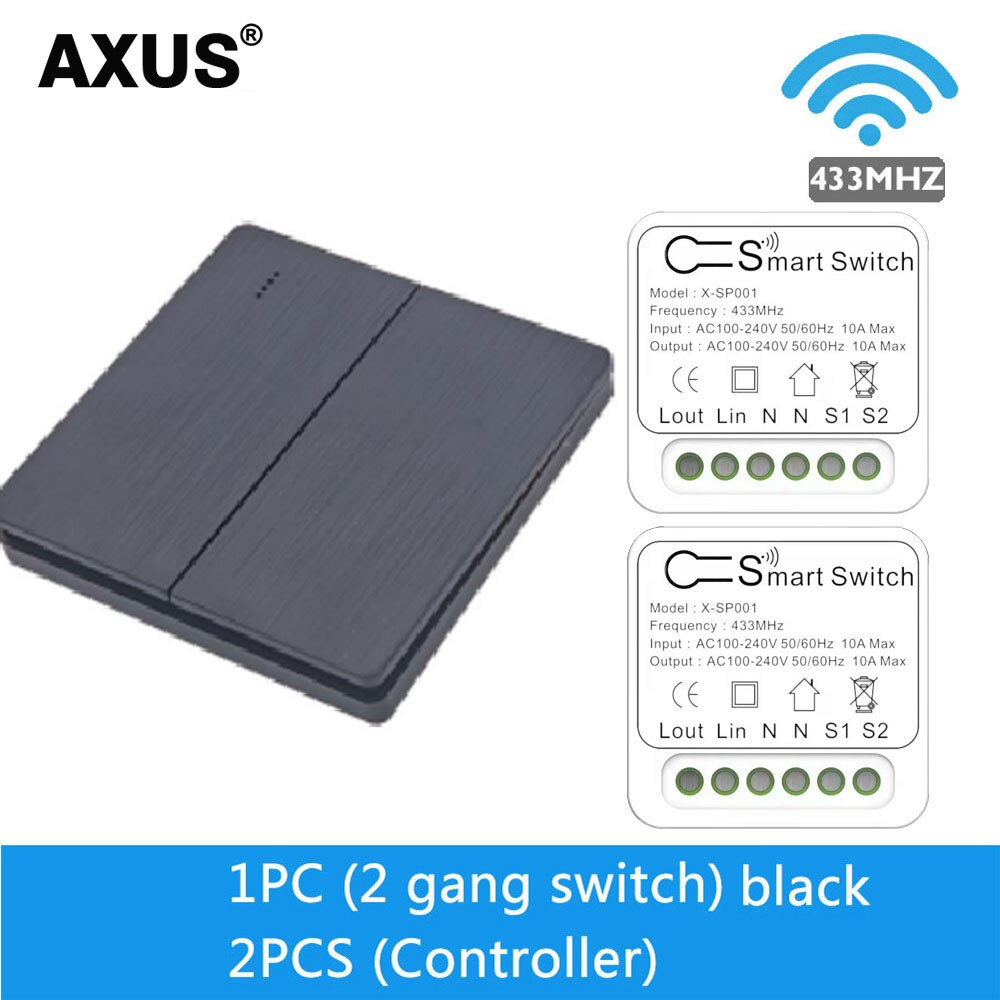 AXUS RF 433Mhz Switch Wireless Wall Switch 86 Wall Panel Transmitter Safety Switch AC 110V 220V Relay Interruptor for Light Lamp