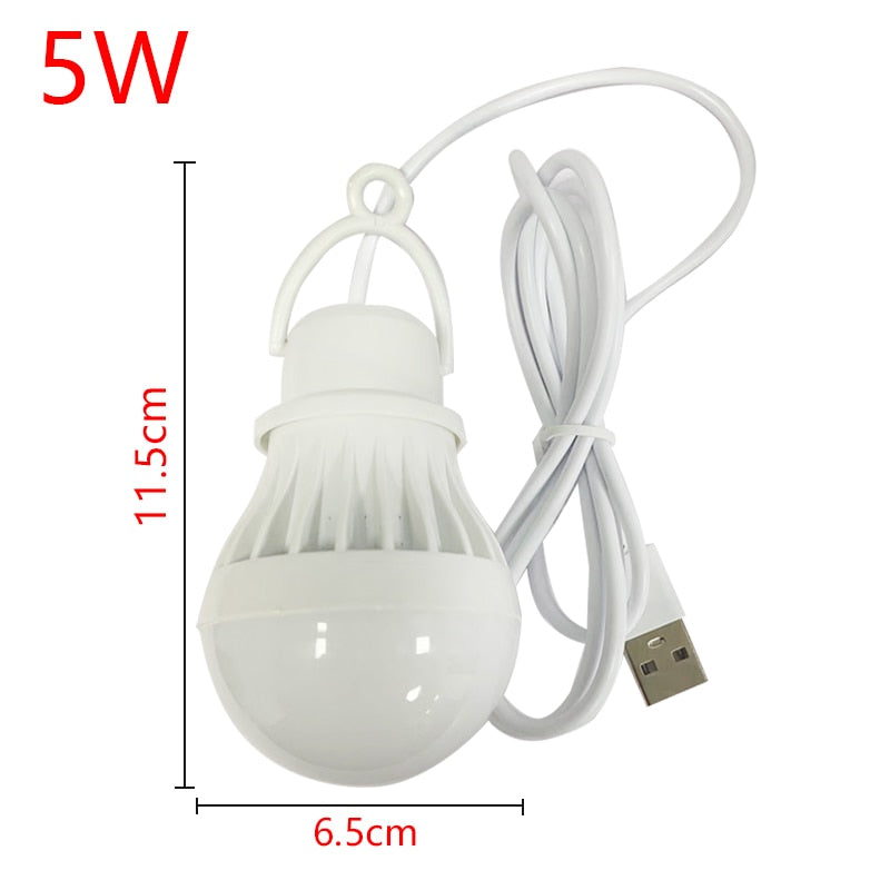USB LED Bulb Portable LED Lamp Book Lights Outdoor Camping Light Indoor Reading Light Bulb Energy Saving Emergency Lamp