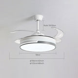 New 110V 220V Nordic Ceiling Fan Living Room Led Invisible Fan Lamp Ceiling Bedroom Fan Remote Control Reversible Blades Fans