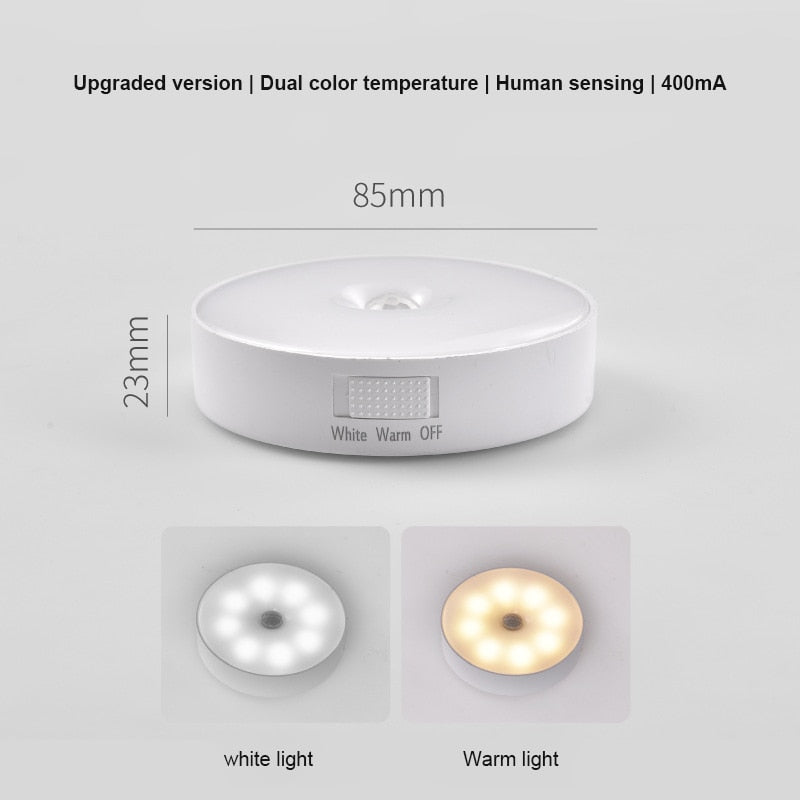 2PCS LED Motion Sensor Light Wireless Night Light Under Cabinet Closet Lamp Smart Wall-Mounted Body Induction Lamp Home Decor