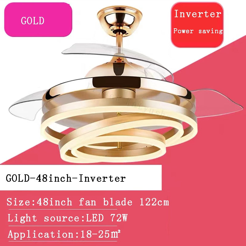Modern 2023 Ceiling Fan Remote Control With Lights Silent Rechargeable Fan Ventilator Fans Lamp for Dining Room Living Room