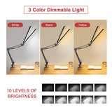 EU/US 12V Reading Desk Lamp with 160Pcs LED Lights 24W Indoor Light Table Clamp Folding Light for Office/Study/Working
