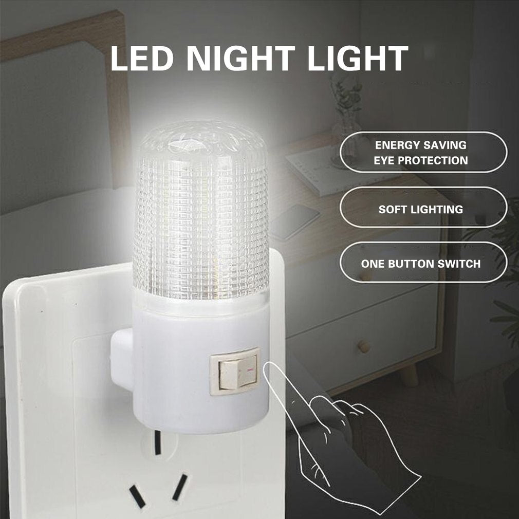 1W 6 LED 110V With US Plug Energy Saving Household Night Lamp Warm Light Wall Mounting Bedroom Soft Night Light Lamp