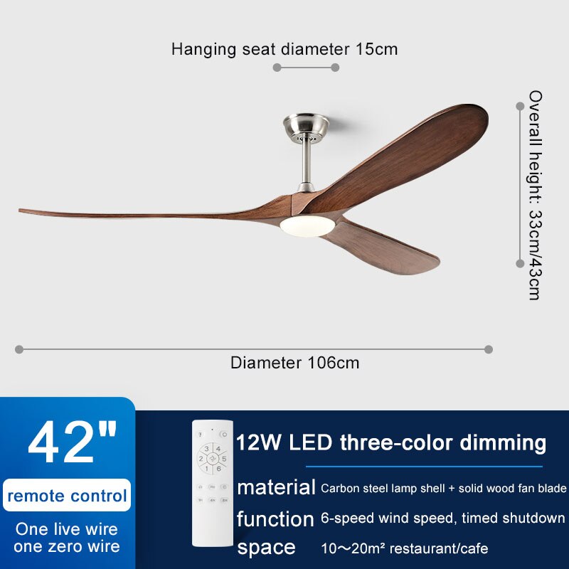 Modern 60/70 Inches Wooden Ceiling Fan With Led Light And Control For Bedroom Living Room Home Office Lounge Ceiling Fans