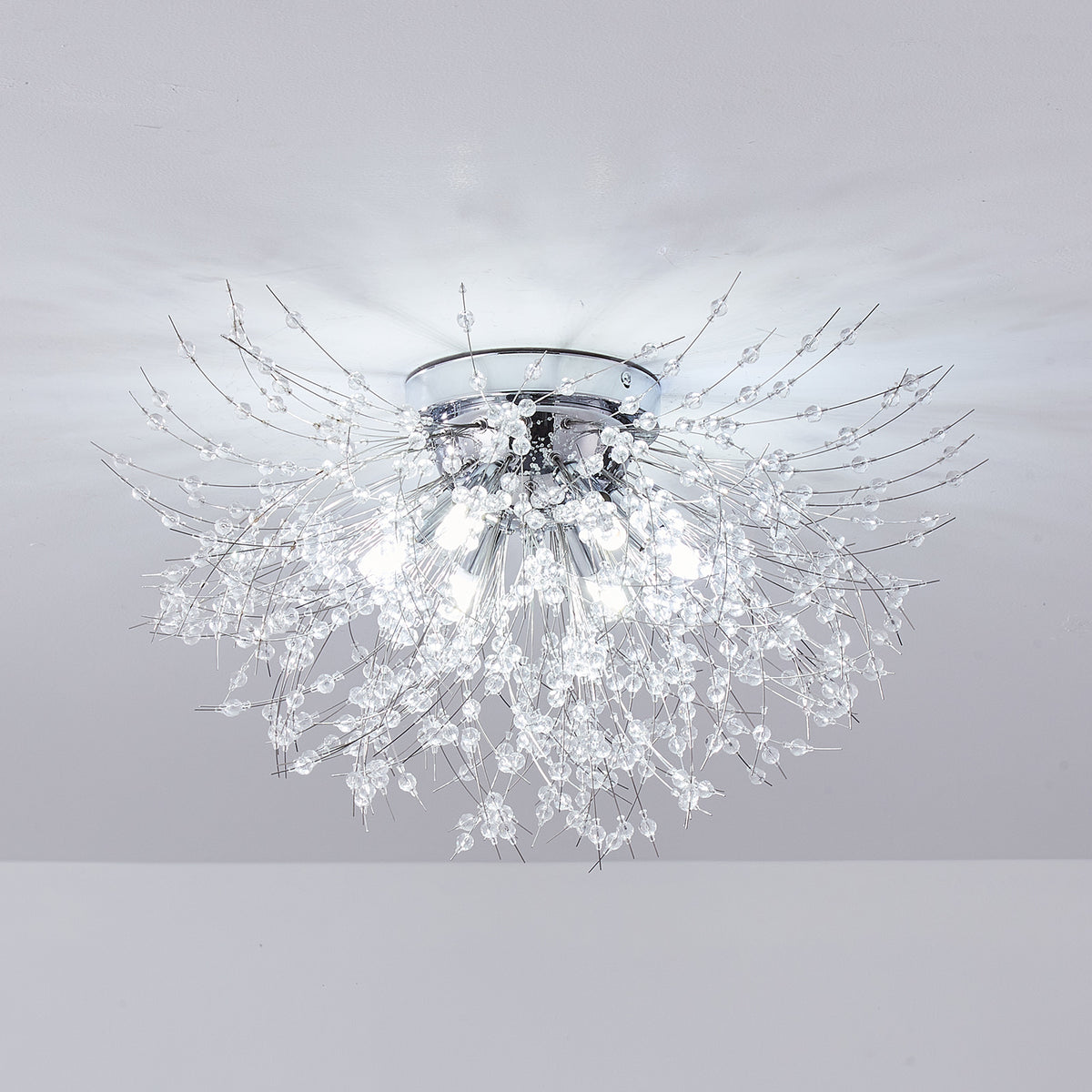 LED Crystal Firework Chandelier Modern Style Ceiling Light Fixtures 6 Light Pendant
