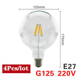4pcs/lot LED Candle Bulb C35 ST64 Vintage Lamp E14 LED E27 A60 G95 G125 AC220V LED Globe 2W 4W 6W 8W Filament Edison Light Bulbs