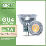LED Mini COB Spotlight MR11 GU4 12V 3W High light warm white light suitable for kitchen den replacement 20W 50W halogen lamp