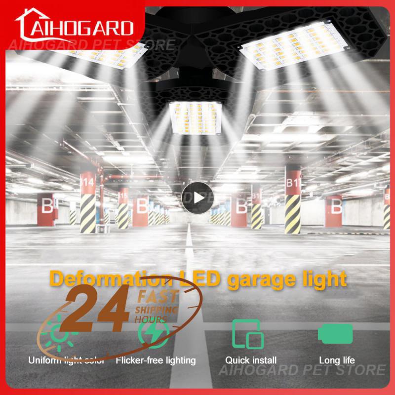 Deformable Bulb Industrial Lighting 3 Panels Ceiling Light 3000k/6000k Adjustable 40/60/80w Led Garage Light Workshop Lighting