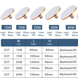 LED Bulb E27 Led Lamp Super Bright 12W 15W 20W 30W 220V UFO Leds Lights Indoor Warm White Lighting Table Lamps Garage Light