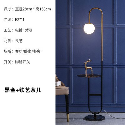 Nordic Led Floor Lamp Iron Marble Standing Lamp with Round Tea Table Art Deco Floor Lamps Living Room Corner Sofa Floor Lights
