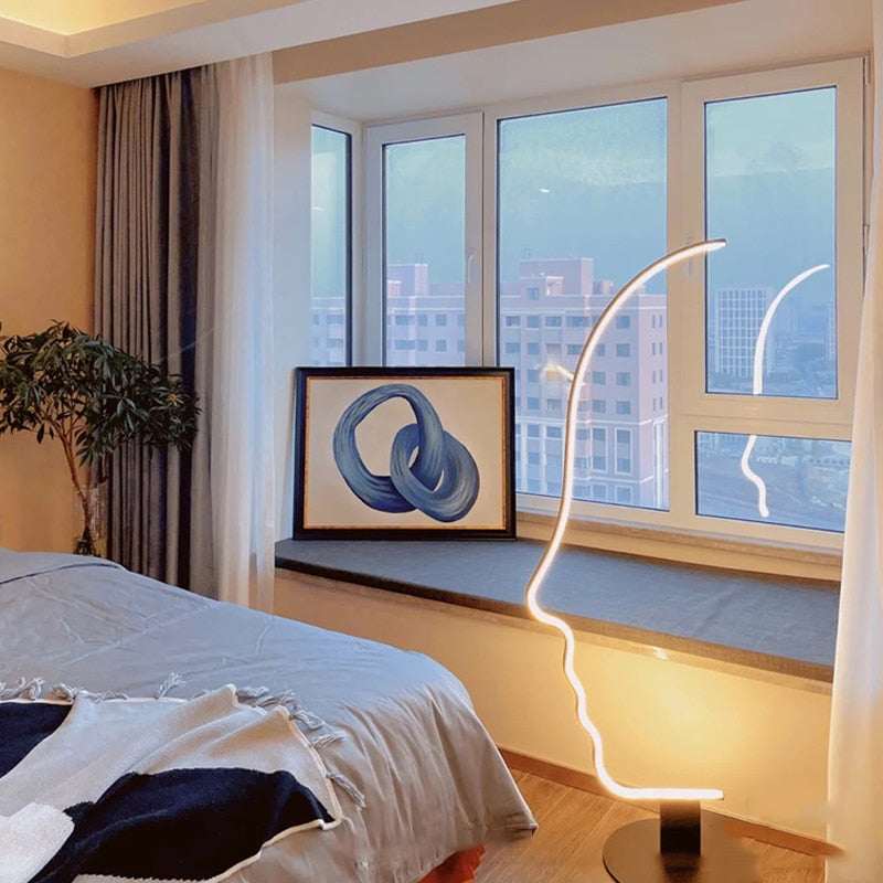 Nordic Minimalist Creativity Human Face Led Floor Lamp Living Room Bedroom Home Decor Bedside Sofa Corner Standing Ambient Light