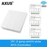 AXUS RF 433Mhz Switch Wireless Wall Switch 86 Wall Panel Transmitter Safety Switch AC 110V 220V Relay Interruptor for Light Lamp