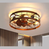 Strong Wind Ceiling Fan Lamp Nordic Restaurant American Style Retro Low Floor Ceiling Mounted Electric Fan Fan With Lamp