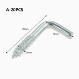 2/5/10/20pcs Square Bend Hook L Cup Hanger Screw-in Wall Picture Photo Frame Lamp Light Eyescrew 20-100mm 14-Sizes Zinc-Plated