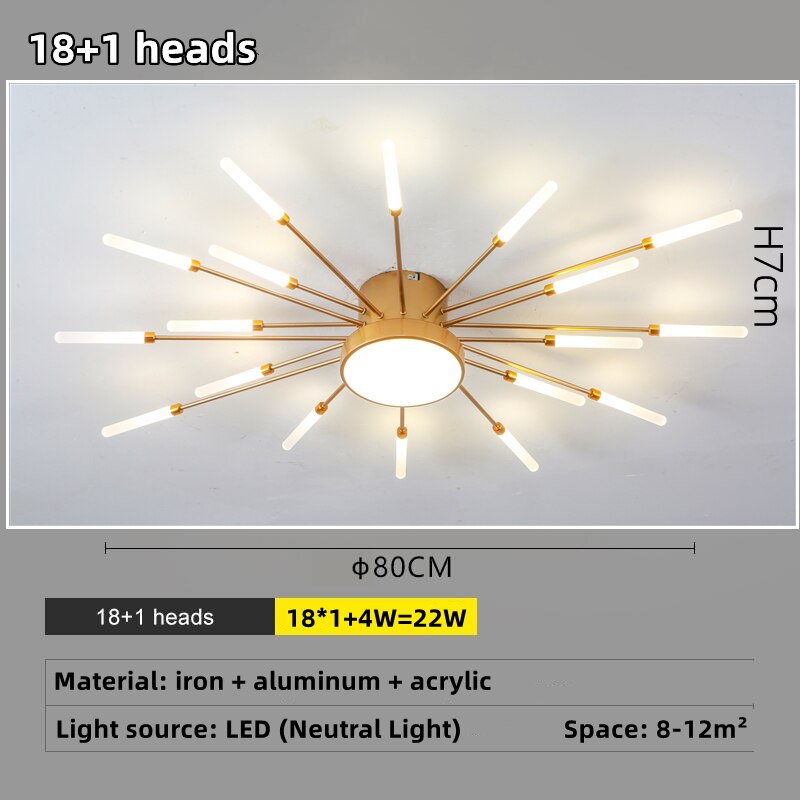 Led Firework Chandelier Dimmable For Living Room Bedroom Modern Ceiling Chandelier Dining Room Ceiling Lamp With Remote Control