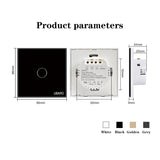 UBARO EU/UK Standard Crystal Tempered Glass Wall Panel Light Touch Switch Led Indicator Sensor Electrical Button 1/2/3Gang 220V