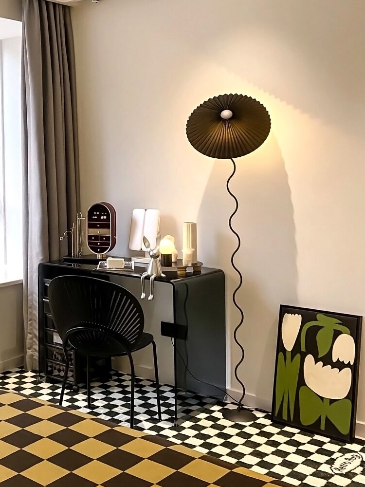 Pleated Skirt Lamp Shade Floor Lamp Japanese Minimalist Living Room Bedroom Ground Floor Lamp Bedside Atmosphere Table Lamp