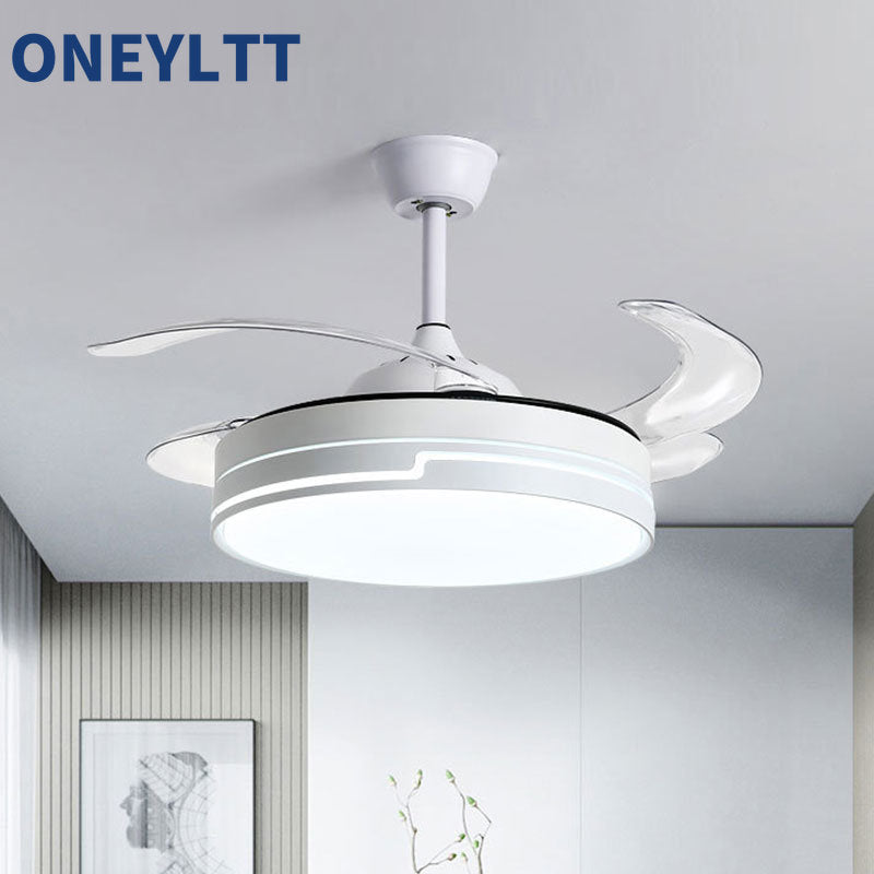New 110V 220V Nordic Ceiling Fan Living Room Led Invisible Fan Lamp Ceiling Bedroom Fan Remote Control Reversible Blades Fans