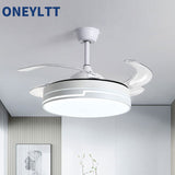 New 110V 220V Nordic Ceiling Fan Living Room Led Invisible Fan Lamp Ceiling Bedroom Fan Remote Control Reversible Blades Fans