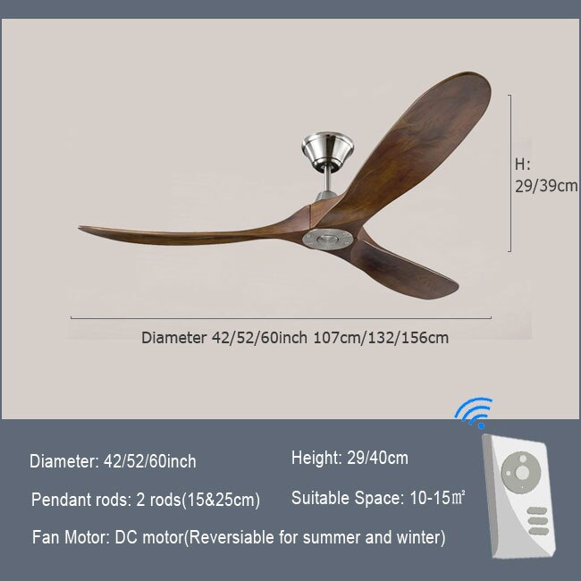 Luxury Natural Wooden Ceiling Fan Home Decorative Pendant Fan With Lamp Reversible Motor Suitable for Summer and Winter