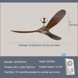 Luxury Natural Wooden Ceiling Fan Home Decorative Pendant Fan With Lamp Reversible Motor Suitable for Summer and Winter