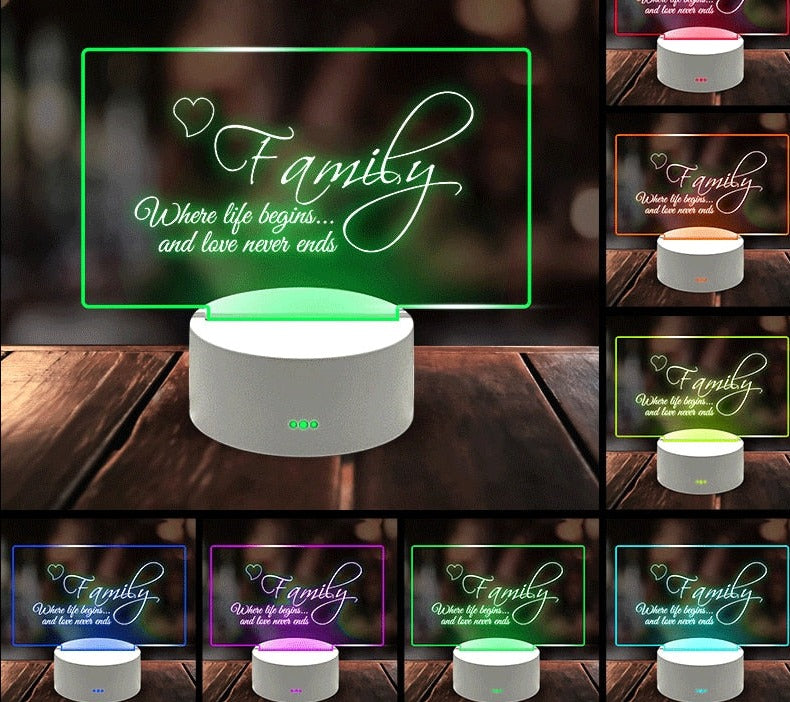 Atmosphere Lamp Creative Gift Memo Board LED Table Lamp USB Message Board with Pen Children's Gift 3D Night Light