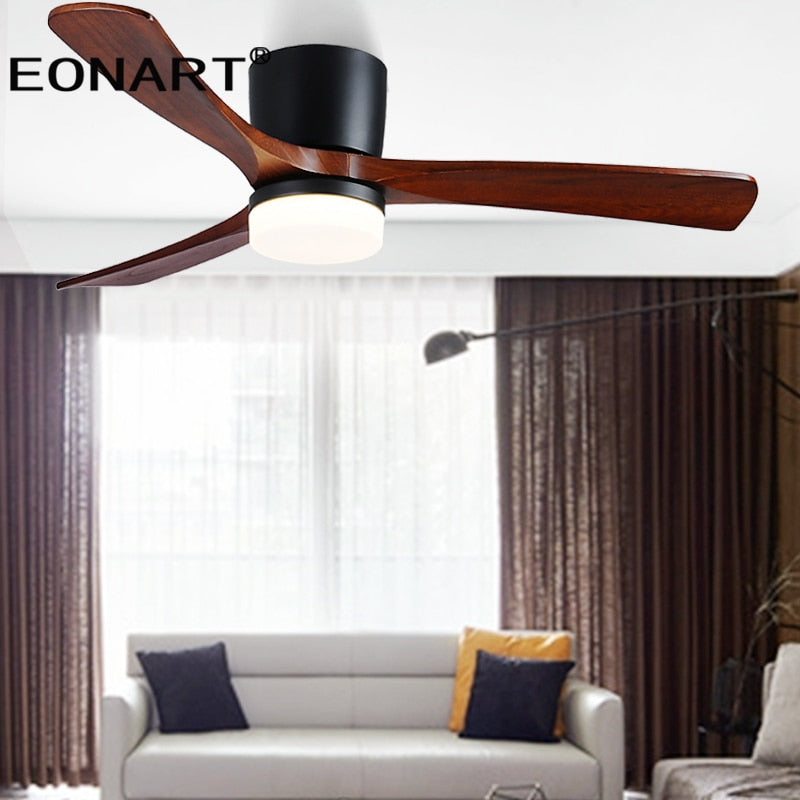 48Inch Low Floor Wooden Led Dc Ceiling Fan With Lamp  Remote Control  Modern Indoor Solid Wood White Ceiling Fans Without lmap