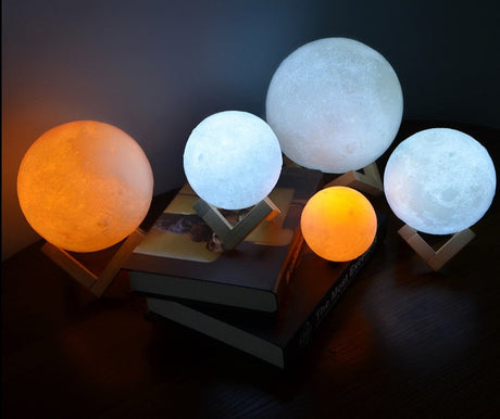 3D Print LED Moon Light Touch Switch LED Bedroom Night Lamp Novelty Light for Baby Kids Children Christmas Home Decoration