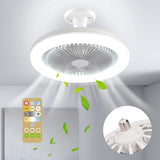 30W Ceiling Fan with Lighting Lamp E27 Converter Base with Remote Control for Bedroom Living Home Silent 3 Speeds