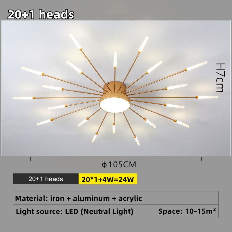 Led Firework Chandelier Dimmable For Living Room Bedroom Modern Ceiling Chandelier Dining Room Ceiling Lamp With Remote Control