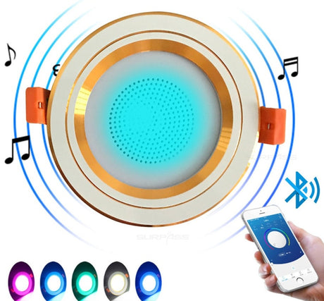LED Smart Music Lamp Intelligent Background Music Light Ceiling Speakers With Adjusted Lights Smart Bluetooth Downlight Speaker