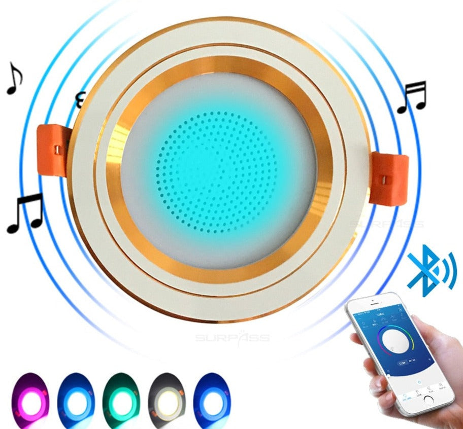 LED Smart Music Lamp Intelligent Background Music Light Ceiling Speakers With Adjusted Lights Smart Bluetooth Downlight Speaker