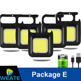 Mini LED Keychain Light Mutifuction Portable USB Rechargeable Pocket Work Light with Corkscrew Outdoor Camping Fishing Climbing