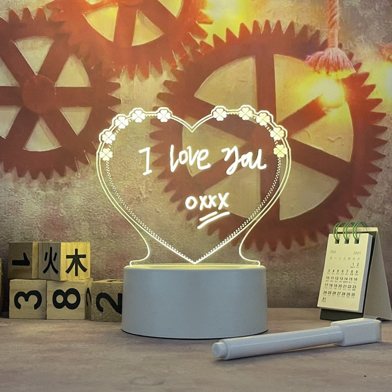 Note Board Creative Led Night Light USB Message Board Holiday Light  With Pen Gift For Children Girlfriend Decoration Night Lamp