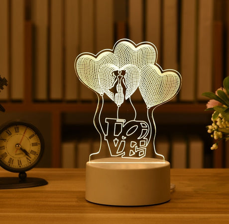 Romantic Love 3D Acrylic Led Lamp for Home Children's Night Light Table Lamp Birthday Party Decors Valentine's Day Bedside Lamp