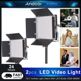 Andoer LED Video Light Light Panel with 78.7 Inches Light Stand 660 LED Bulbs 3200-5600K with Barndoor for Studio Photography
