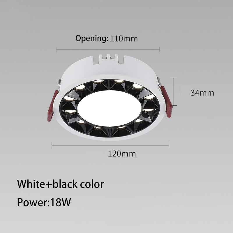 Led Spotlights Round Downlight Recessed Ultra-thin Grille Lamp Aluminum Ceiling Spot Light 7W 12W 18W 24W 36W Foco Lighting