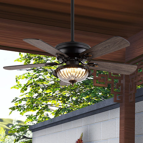 Outdoor Waterproof Sun Protection DC Motor 35W Ceiling Fans Glass House Courtyard Summer House Ceiling Fan Lighting