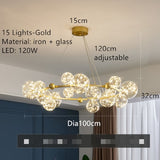 Creative Romantic Style Star Bright LED Modern Chandelier Hanging Lamp Round Black/Golden Transparent Glass Ball Pendant Light