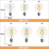 2Pcs E27 E14 Retro LED Edison Bulb 220V Light Bulb C35 A60 ST64 G45 G80 G95 Vintage LED Filament Lamp Glass Bulb Candle Light