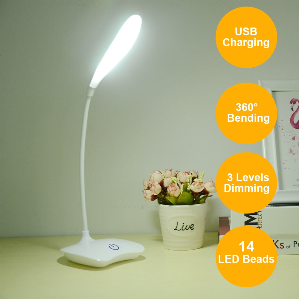 Office Bright Table Lamp Rechargeable Battery LED Stand Kids Desk Lamp Table Top Lanterns For Student Study Reading Book Lights