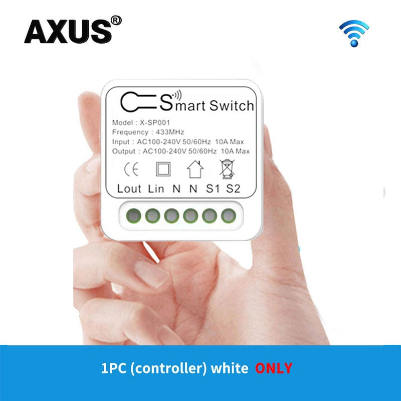 AXUS RF 433Mhz Switch Wireless Wall Switch 86 Wall Panel Transmitter Safety Switch AC 110V 220V Relay Interruptor for Light Lamp