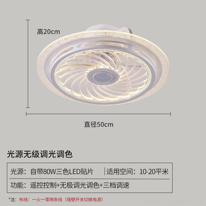 110V / 220V Nordic light with fan Ceiling Fan Lamp Invisible Restaurant Living Room Fan Home Decor chandelier fan ceiling
