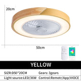 Intelligent ceiling fan with light, used for kitchen, dining room and bedroom decoration, 50cm silent invisible fan