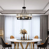 Black Frame Luxury Crystal Chandelier Pendant Light for Dining Room, Bedroom
