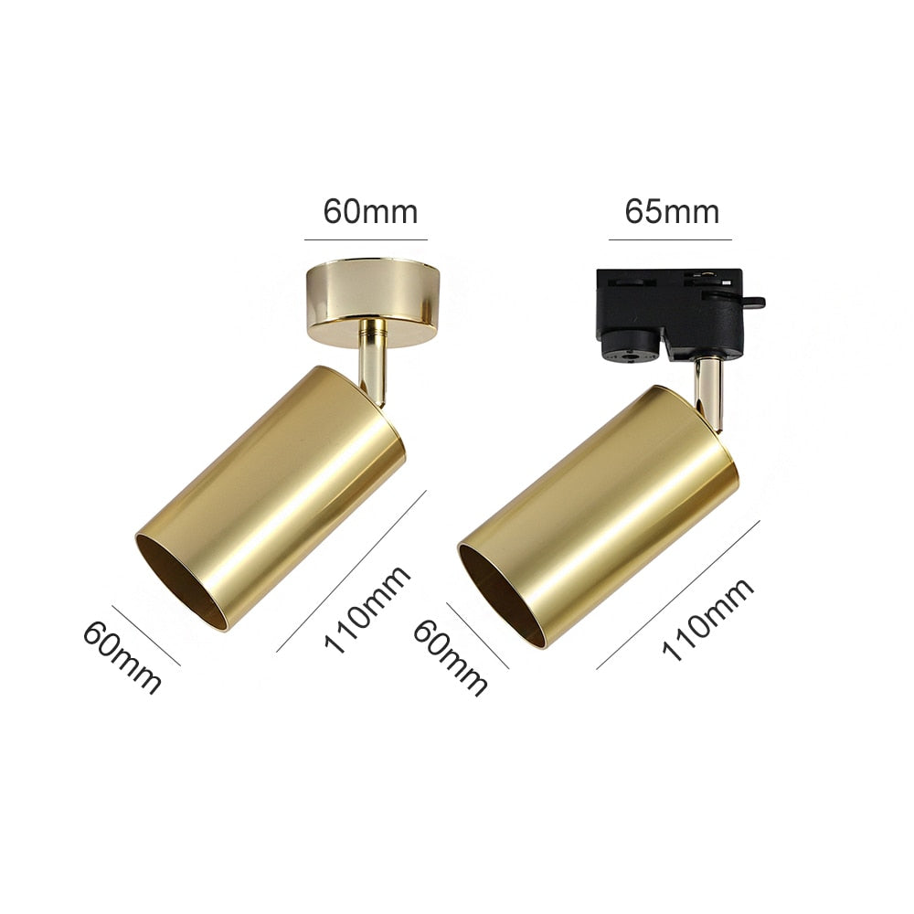 Surface Mounted 360° Rotatable White Black Gold Copper LED Ceiling Track Downlight 6W GU10 Bulb Replaceable Wall Spot Light