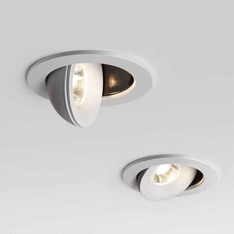 Round Shape 360 Angle Adjustable LED COB Recessed Downlight Black/White 9W 12W 15W LED Ceiling Spot Light Pic Background Focos